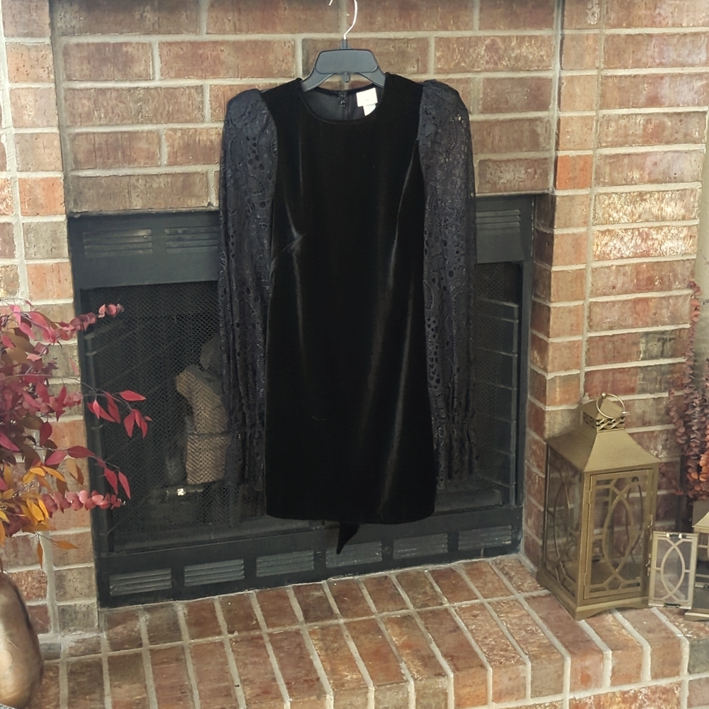 Vampire's Wife x HM Black Velvet Lace Long Sleeve Dress